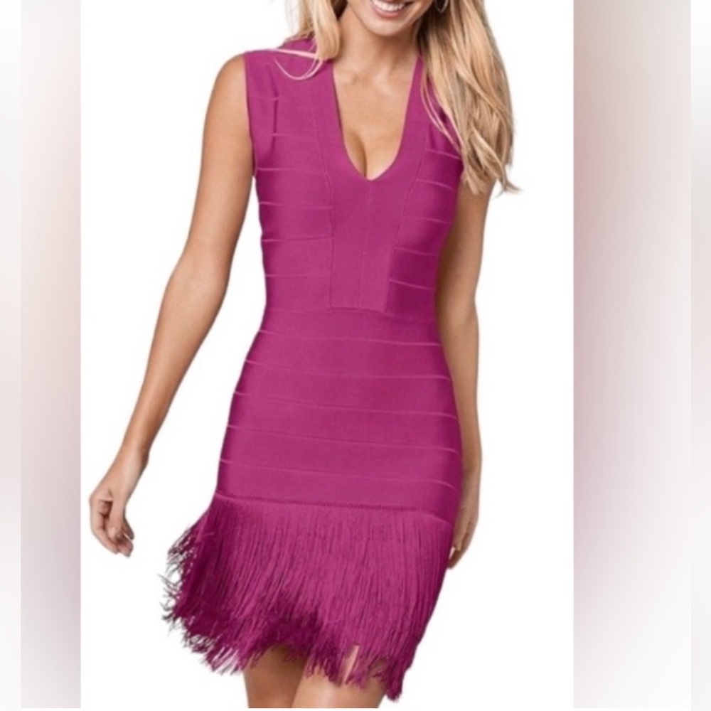 Venus Magenta Fringe Mini Dress